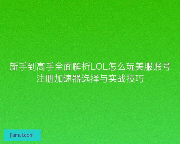 新手到高手全面解析LOL怎么玩美服账号注册加速器选择与实战技巧
